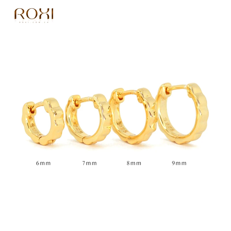 ROXI Circle Size 6/7/8/9 mm Hoop Earrings for Women 18K Gold Color Party Earring Silver 925 Jewelry pendientes plata