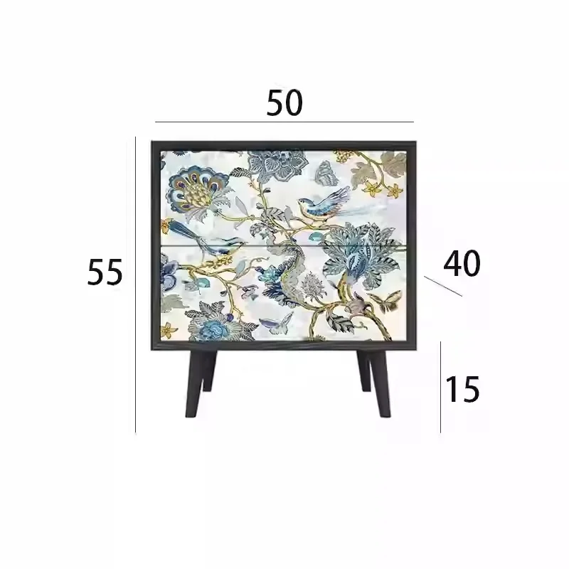 American flower and bird solid wood bedside table decorative cabinet bedside table fully equipped with high-end small cabinet mo