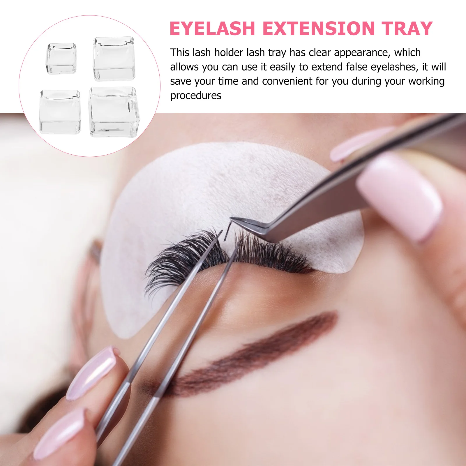 

4pcs Eyelash Spacer Grafting Gasket Extension Tray Clear Glass Base 25x25x15mm 30x30x18mm 35x35x20mm 40x40x20mm Eyelash