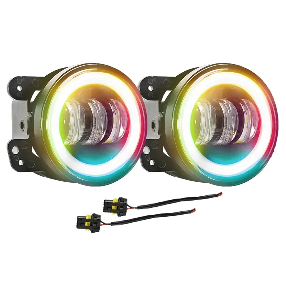 2pcs/set 4 Inch Car RGB Fog Lights Dazzling Angel Eyes Off-road Vehicle Headlight Modified Car LED Headlights