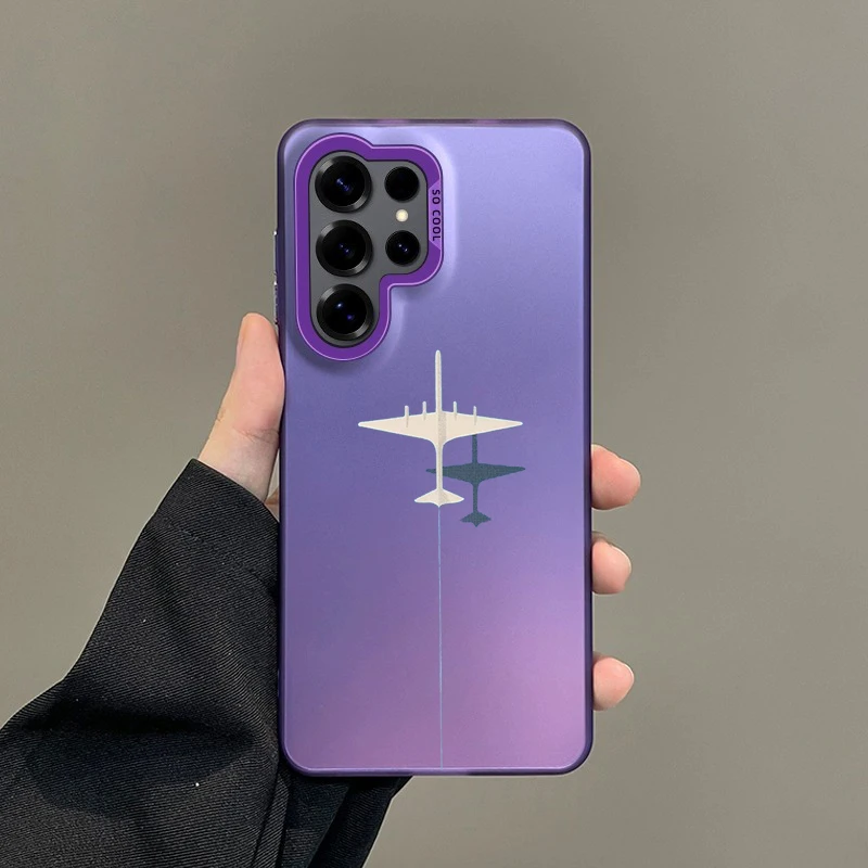 Phone Case for Samsung Galaxy S26 S25 S24 S23 S22 S21 S20 S10 FE Ultra Plus Cover Colorful Soft Edge Hard Shell Airplane Fundas