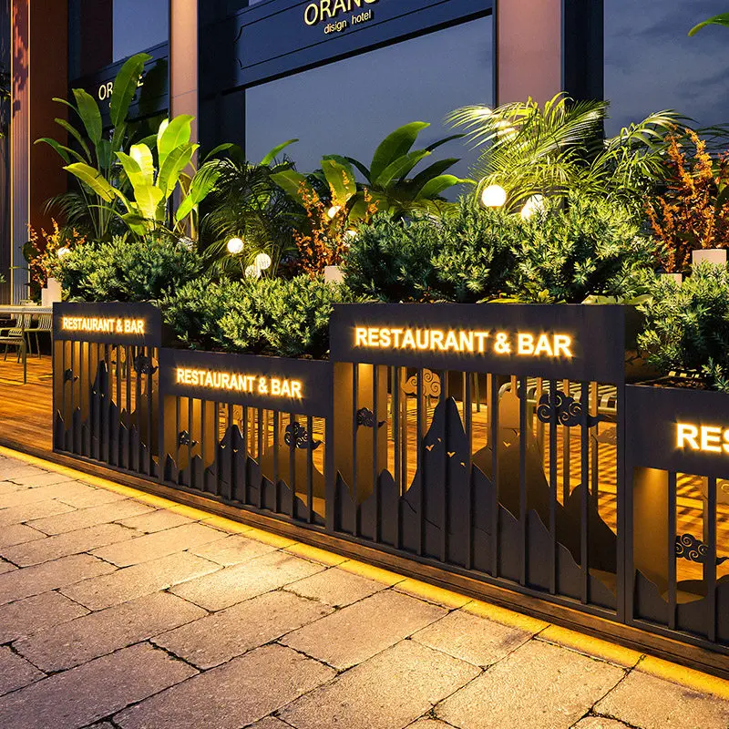 combinaison-de-boite-a-fleurs-d'exterieur-boite-a-lumiere-solaire-lumineuse-cloison-pivotante-externe-municipal-garde-corps-de-parterre-de-fleurs-stainles-forgees