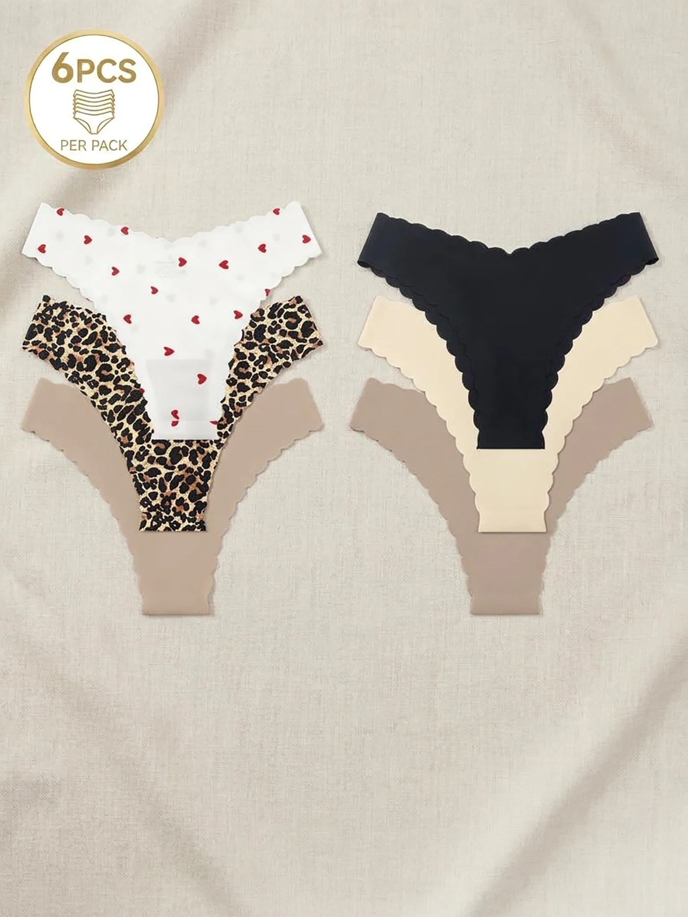 6 Pcs Women'S Sexy Briefs - Heart & Leopard Print Seamless Soft Smooth  Panties,One-Piece Design Comfortable Women'S Underwea