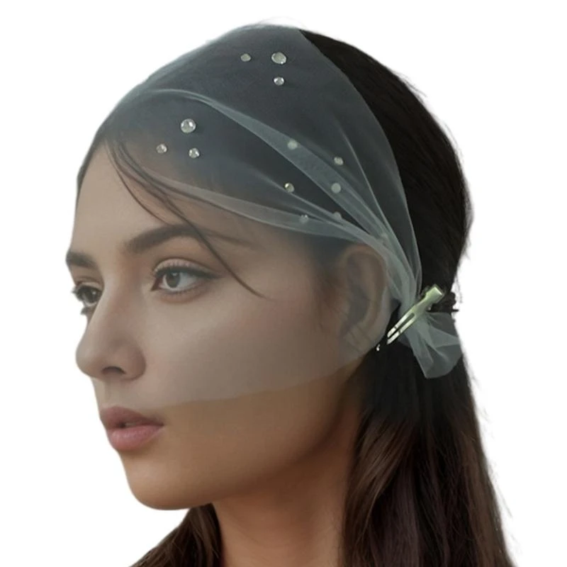 

A52E Bride Face Veil Rhinestones Hairpin Head Jewelry Girls Hair Clip Wedding Party