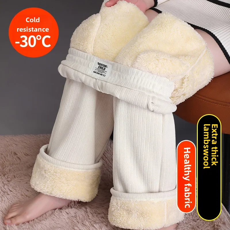 Calças femininas de chenillebell forradas em lã, calças casuais de lã feminina de perna reta, de alta qualidade, novas, outono, inverno, 2023