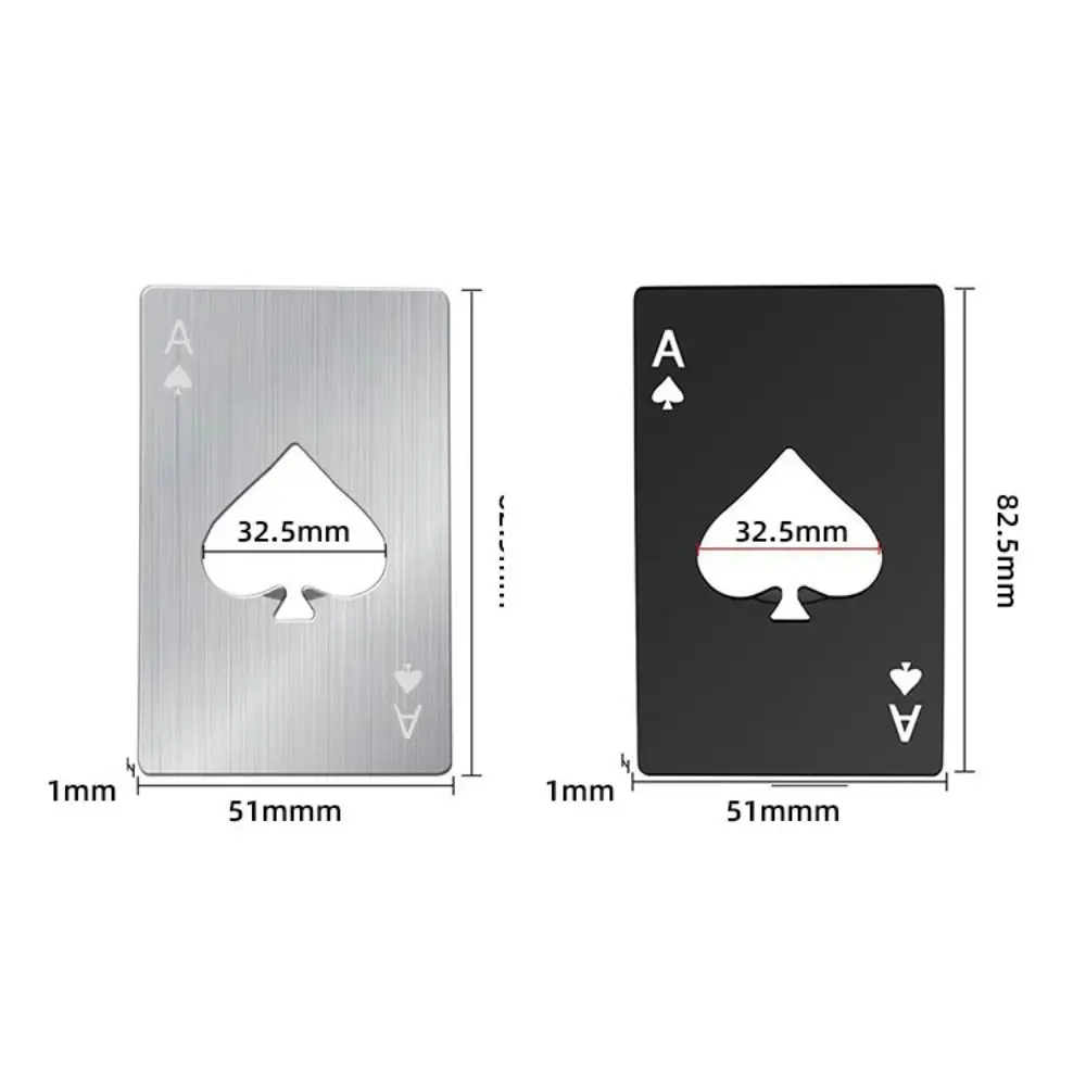 Stainless Steel Bottle Can Opener Silver/Black Spade A Wine Metal Opening Tool Creative Credit Card Size