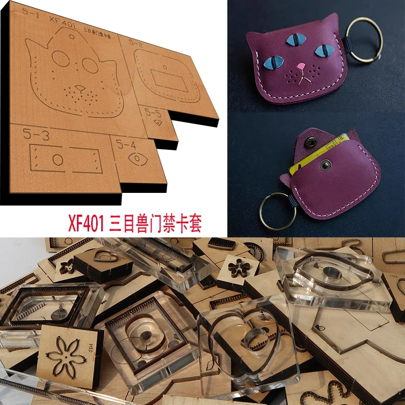 

Handmade Wooden Three Eye Cat Card Sleeve Knife Die Leather Craft Punch Hand Tool Cut Knife Mould XF401 Leather Tools