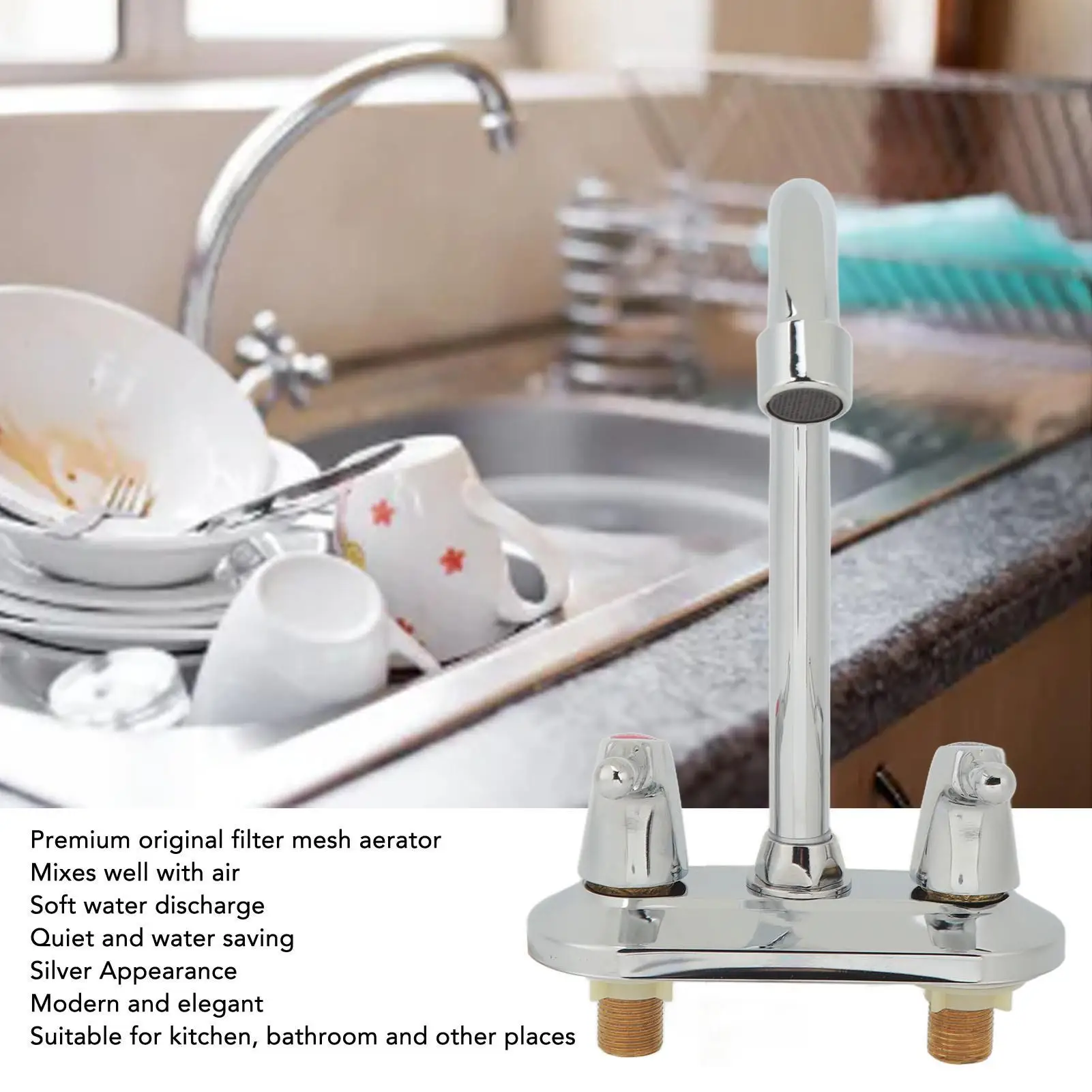Rotatable Body for kitchen Basin Mixer Tap Quiet Silver Rustproof Design Soft Water Discharge Deck  Faucet