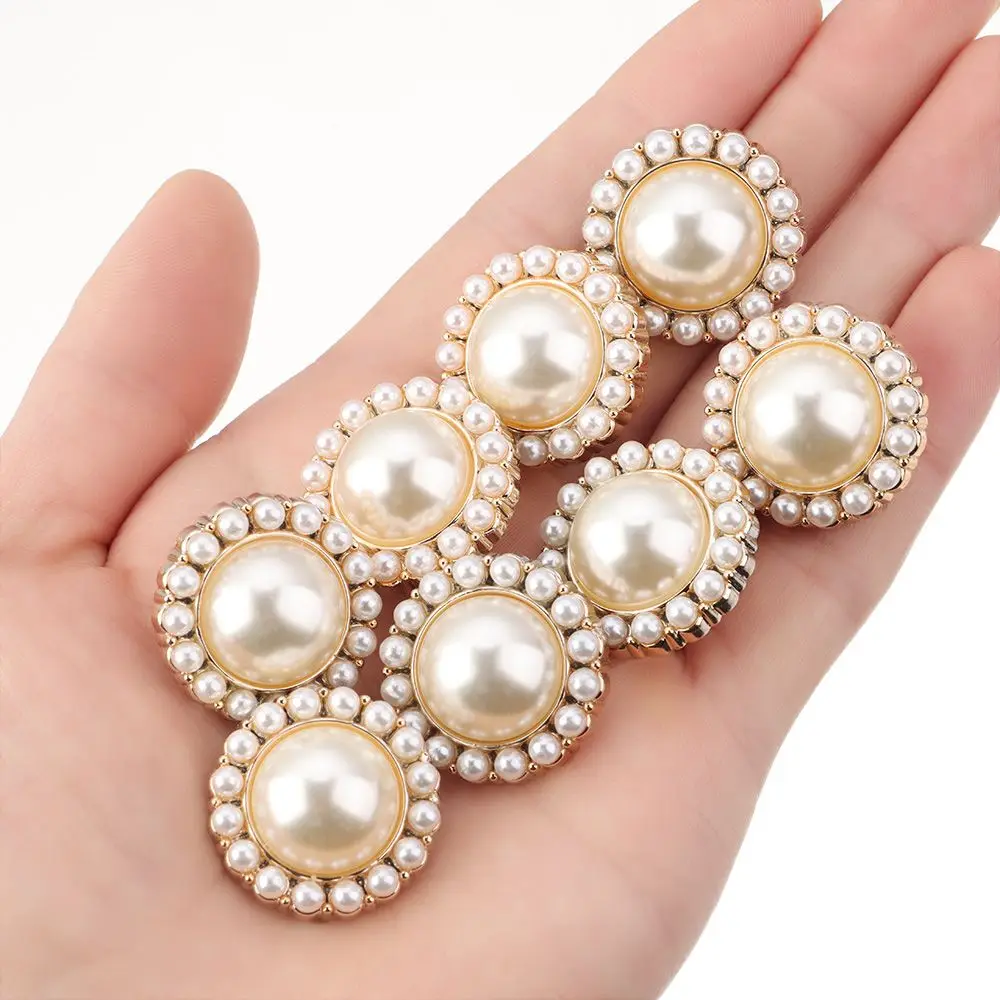 10Pcs Alloy Pearl Clothing Buttons DIY Clothing Sewing Button Needlework Handmade Accessories Decorative Sewing Accessories