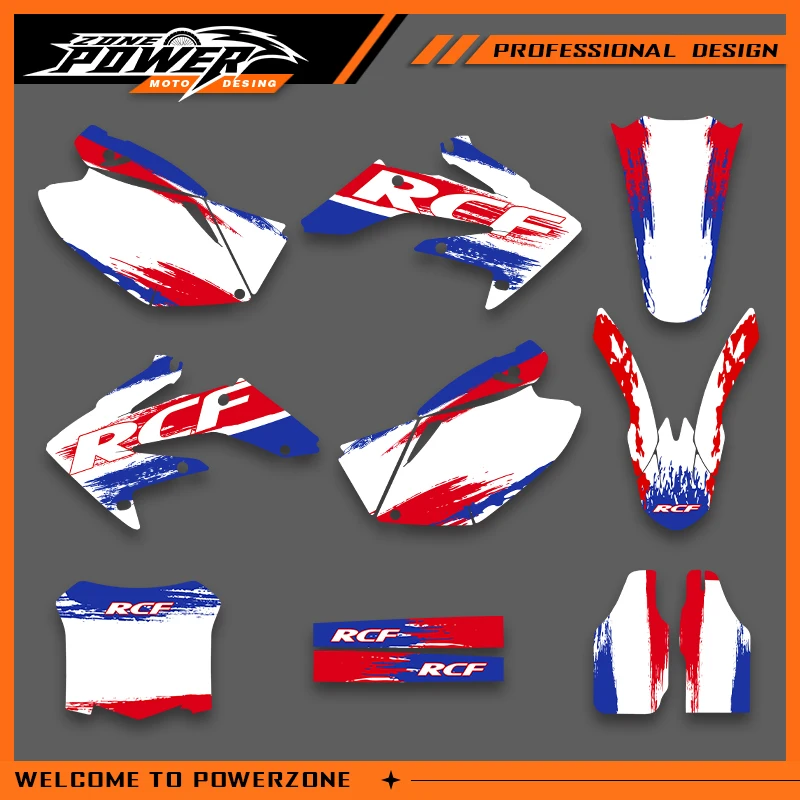 

Powerzone Motorcycl Graphics Background Decals Stickers Kit For Honda CRF250 2004 2005 2006 2007 2008 2009 Number Name Custom