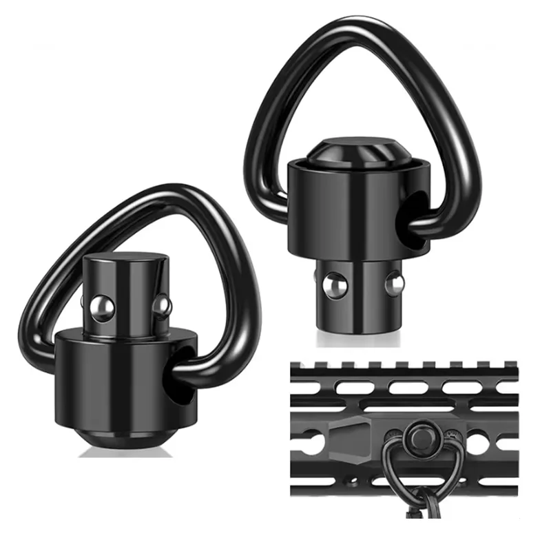 2PCS Aluminum QD Sling Swivels with Push Button Lightweight Black For All AR Rifles Rail Flashlight Base Cantilever Offs