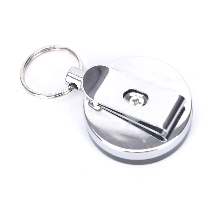 1pc Half-Metal Retractable Pull Key Ring Anti Lost Recoil Reel Belt Clip Smooth Durable Badge Tag Card Holder Outdoor Tools