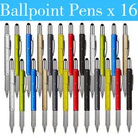 Bolígrafo multifunción con herramienta de mano moderna, regla técnica de medida, destornillador, pantalla táctil, lápiz óptico, nivel de burbuja, 16 Uds.