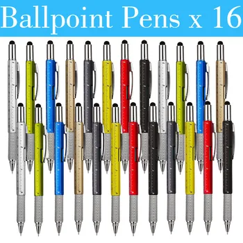 16 個の多機能ボールペンと現代のハンドヘルドツールメジャーテクニカル定規ドライバータッチスクリーンスタイラス水準器