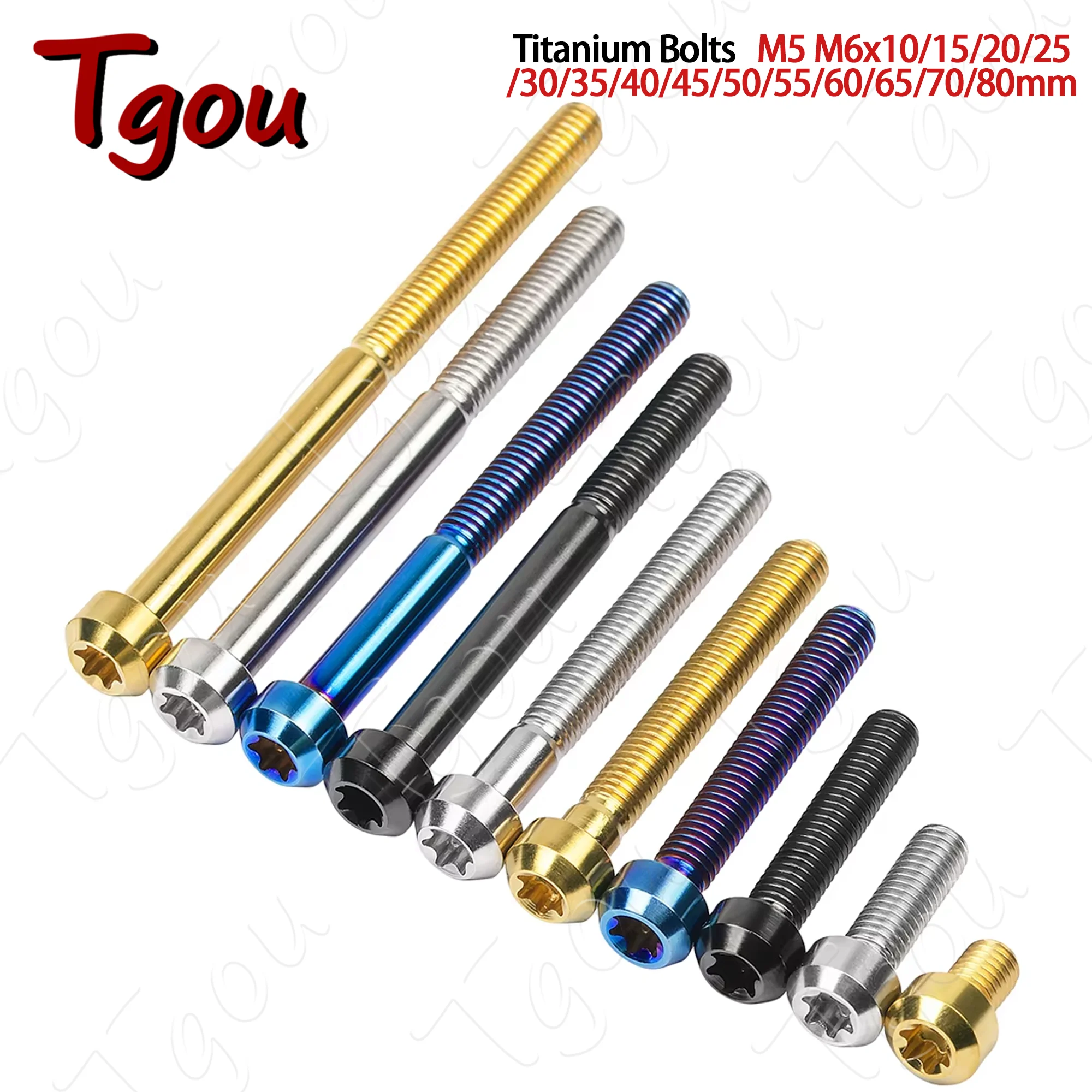 Tgou Titanium Bolt M5 M6x10/15/20/25/30/35/40/45/50/55/60/65/70/80mm Torx T30 Head Screws for Bicycle