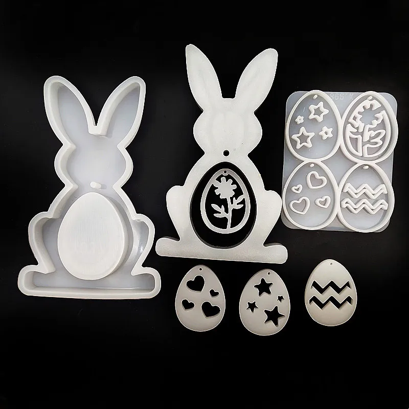 Easter Bunny Silicone Mould, Candle Rabbit Molds, White Egg Rabbits Diy Hand Making Supplies Resin Decorations Home Ornaments