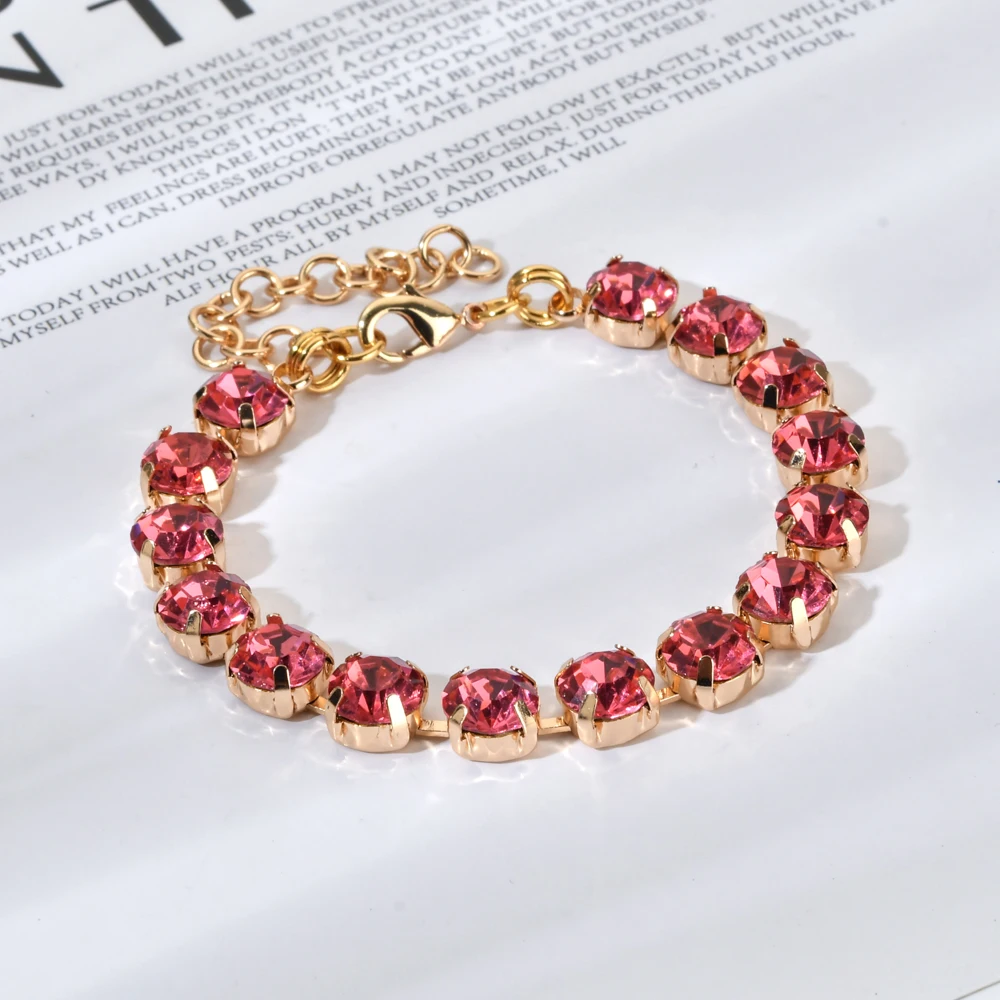 女性のためのトレンディなヒップホップブレスレット,ジルコニア,金メッキ,クリスタルチェーン,ウェディングジュエリー