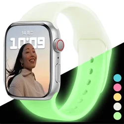 Luminous Silicone Strap For Apple Watch Band Ultra 49mm 8 7 45/41mm Sport Loop Bracelet For Iwatch 6 5 4 Se 44mm 42mm 40mm 38mm