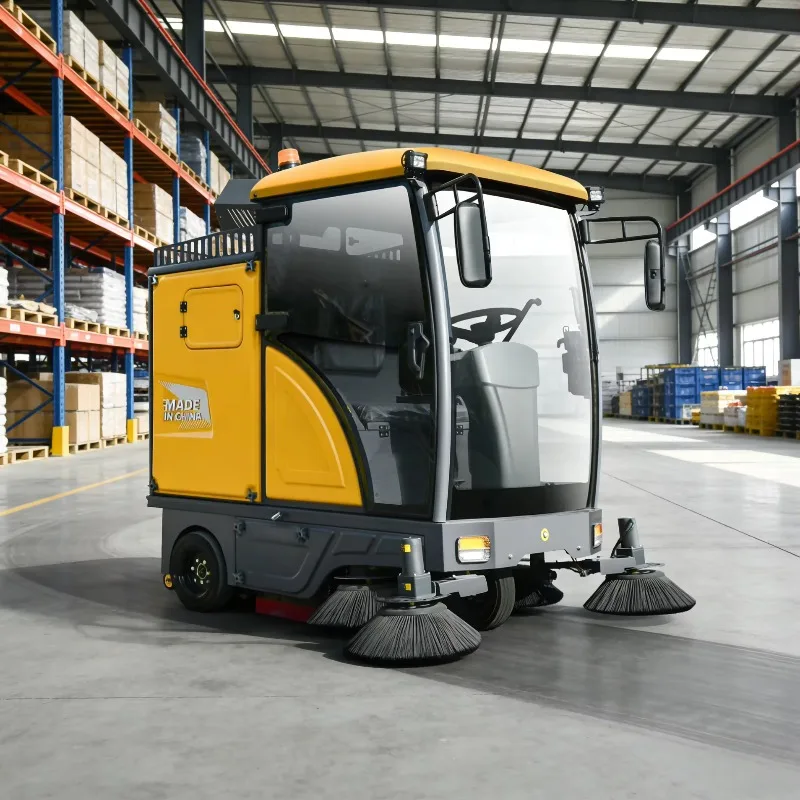 Customized Ride-On Electric Floor Sweeper Mop Self-Propelled Cold Water Cleaning 1900mm Cleaning Width 48V 100A Battery
