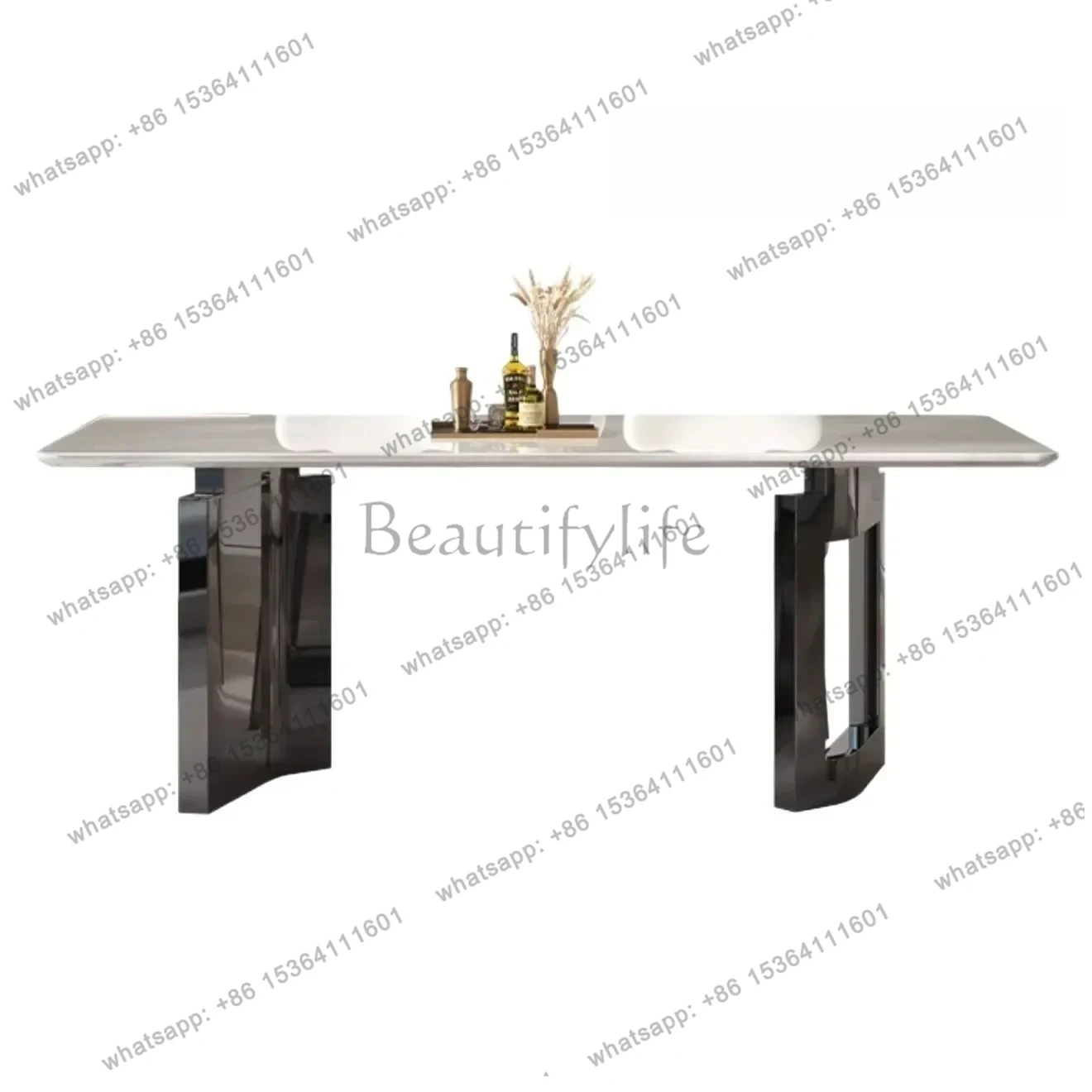 

Natural luxury stone dining table high-end Cary ice jade home modern Italian light luxury rectangular marble