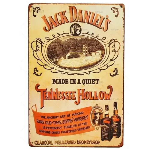 Placa de metal decorativa Jack Daniel's Made In A Quiet Tennessee Hollow;