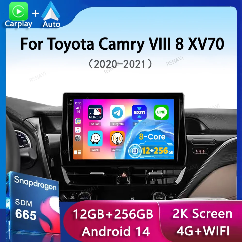 

Android 14 Carplay Auto Car Radio For Toyota Camry VIII 8 XV70 2020-2021 Multimedia Video Player Navigation GPS Stereo Head Unit