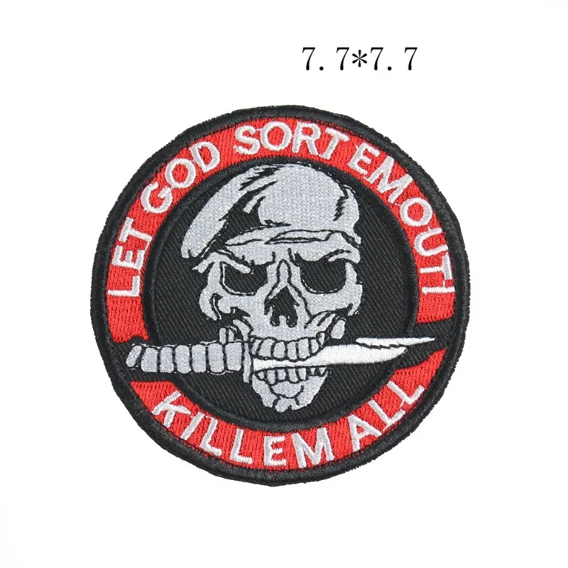 Hook and Loop Round Cloth Embroidery Letter Love Skull Hook Hair  Spot Clothing Accessories Factory Direct Sales Patches Patch