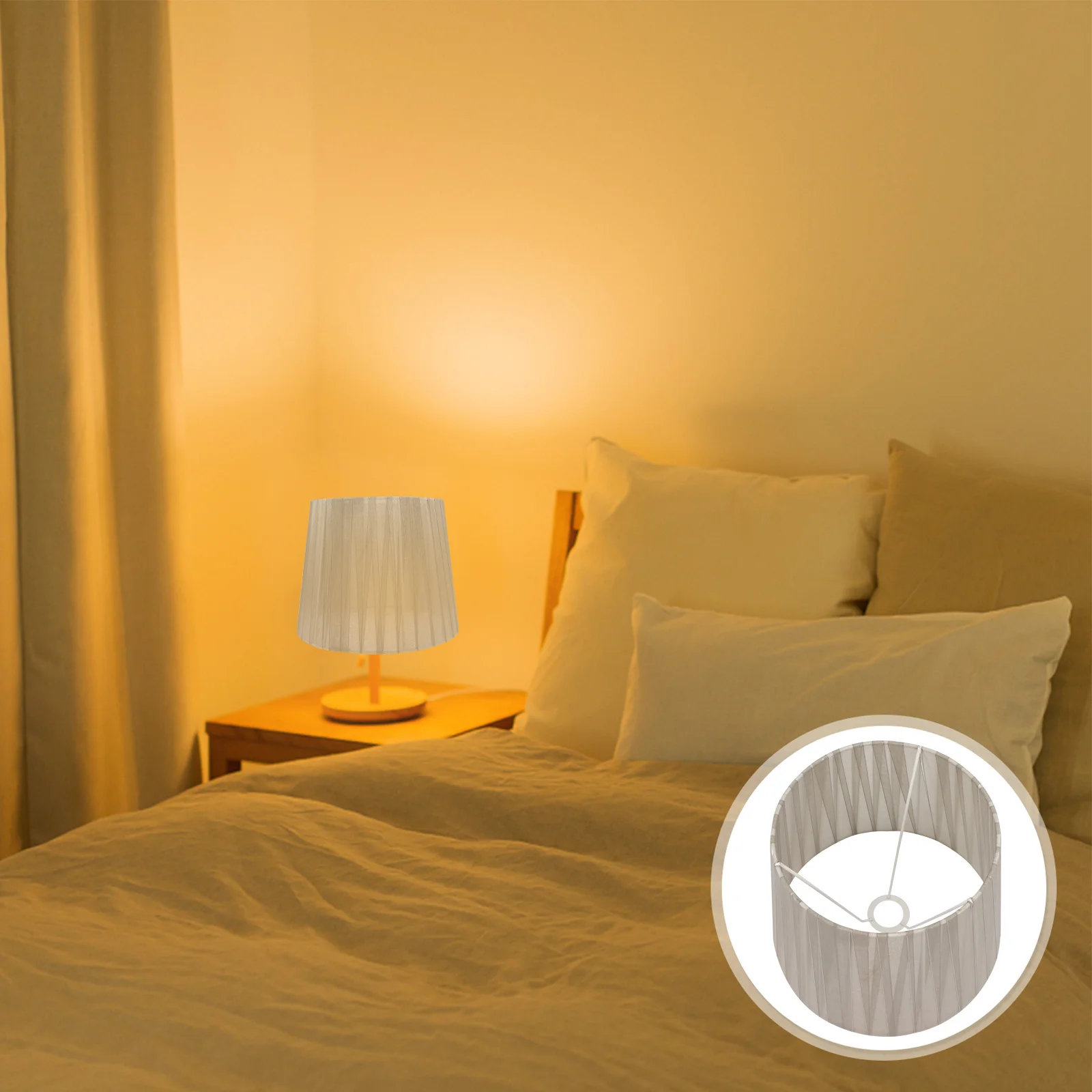 

Barrel Lamp Shade E14 Socket Modern Chiffon Lampshade For Desk Table Light Dustproof Home Hotel Bedroom Decor