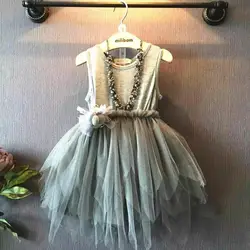 2023 New Girls Summer Flower Party Tutu Dress Baby Kids Causal Tulle Yarn Skirt for 2-6 years Children Clothing