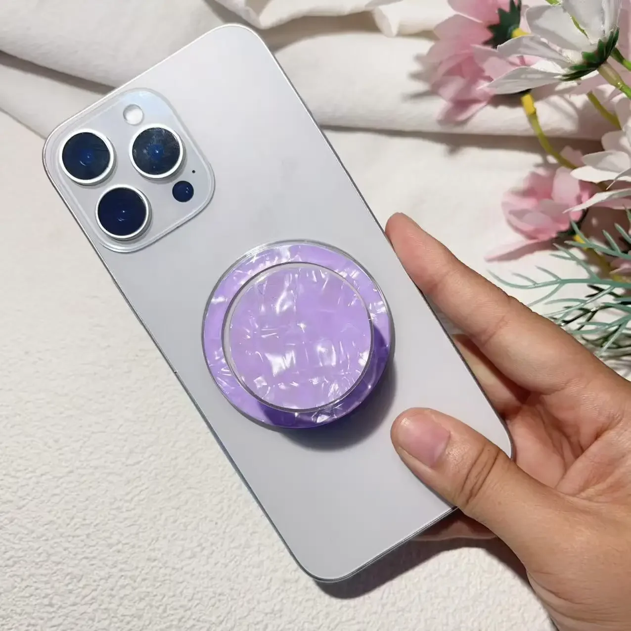 Luxury Glitter Colorful Round Design Magsafe Magnetic Grip Tok Griptok Phone Stand Holder for iPhone 17 16 Smart Tok Bracket