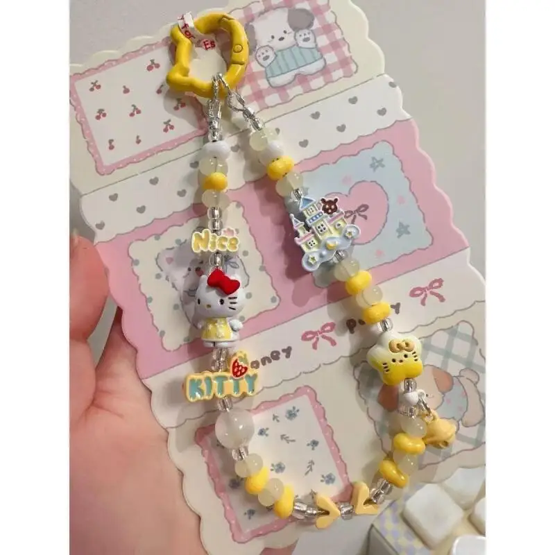 

Sanrio Cartoon Castle Hello Kitty Mobile Phone Tablet Chain Hanging Pendant Cute Anime Ccd Hanging Rope Camera Decoration Gifts
