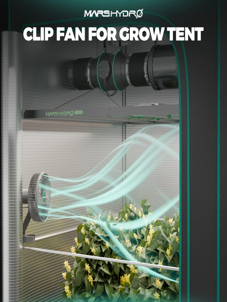2026 Mars Hydro 6 inch Clip-on ventilator met automatische oscillatie, DC-motor, verstelbare kweektentventilator, 5 bladen, 10 snelheden, voor ruimtes - afbeelding 2