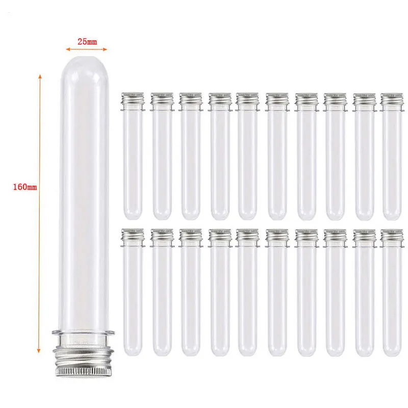 

20Pcs 50ml Plastic Clear Test Tube With Cover Multi-Purpose Storage Bottle for USB Cable Party Favors Candy Sundries Organizer