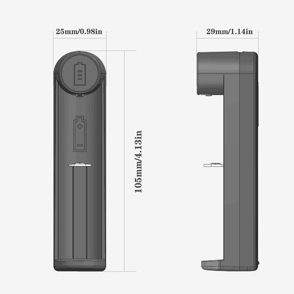 Battery Charger Fit for Lithium Battery 21700/26650/18650/16340 Battery Charging USB Single Slot Battery Charger