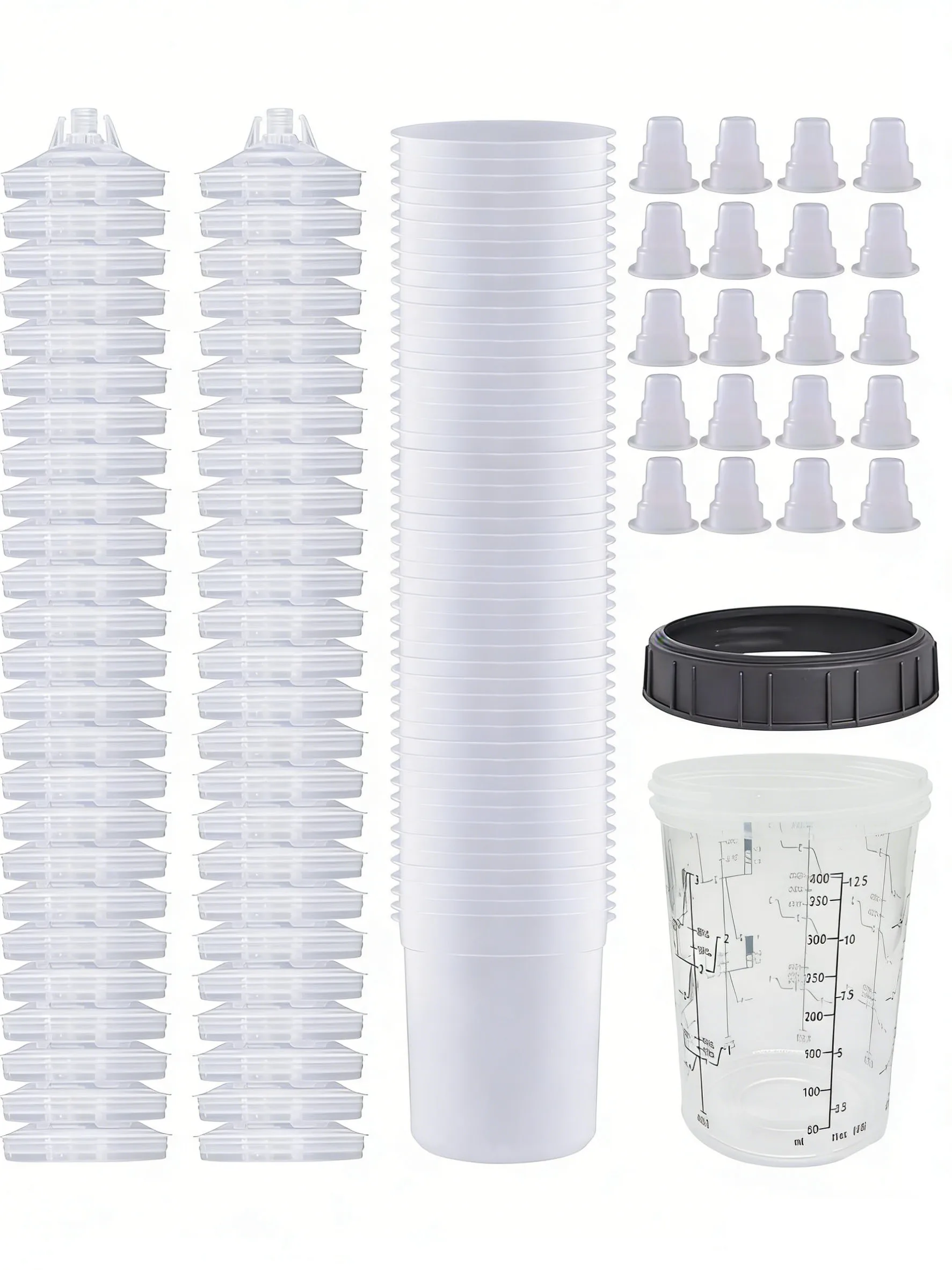 50 stks/set Spuitpistool Verf Mengbeker H/O Quick Cup Spuitpistool Tank 200 ML/400 ML/600 ML Wegwerp Verf Cup - afbeelding 2