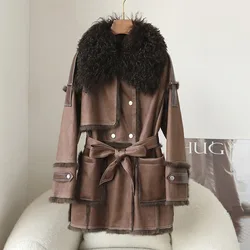 2024 Young Fall and Winter New Wool Collar Rabbit Hair Liner Fashion Medium-length Warm Jacket JT432