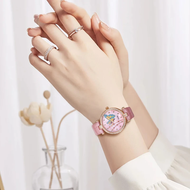 Deesio E2003B Luxury Band Women'S Quartz Watches High-End Butterfly Graphic Wristwatch Ladies Fashion Casual Watch For Wrist Y2k