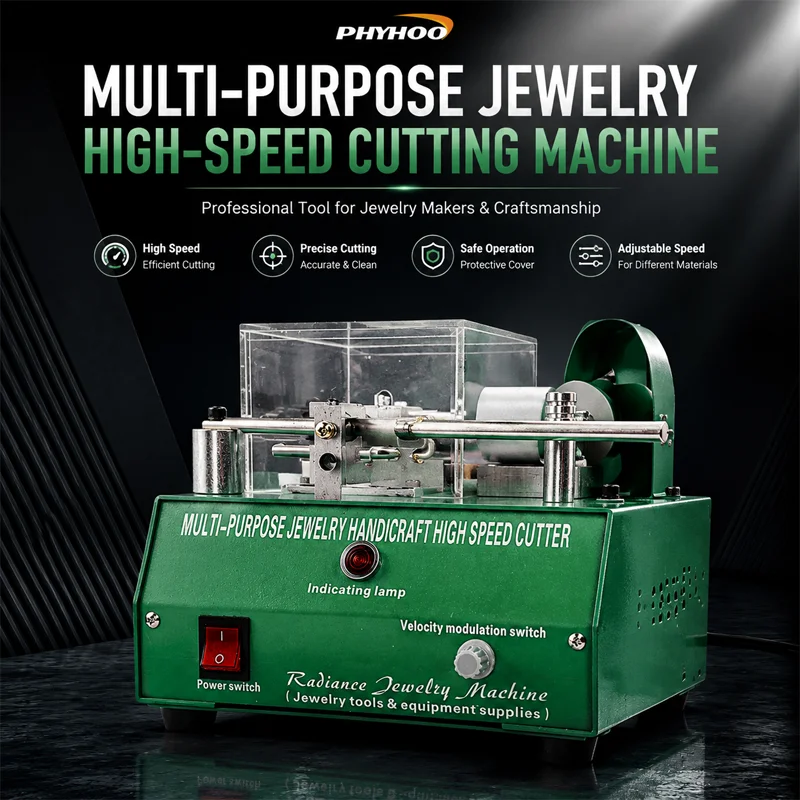 PHYHOO 120W Jewelry Cutting Machine Multi Purpose High Speed Wire Cutter Craft Strip Bench Saw Adjustable Speed Metal Rotary Too