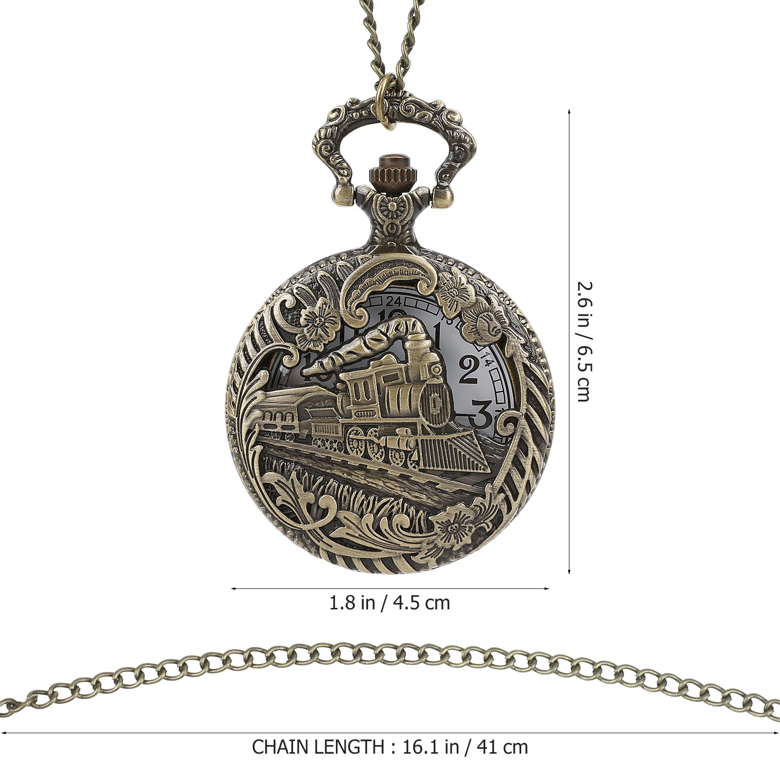 

Hollow Train Head Pocket Watch Vintage Quartz Movement Durable Chain Necklace Watches for Men Women Practical Decorative