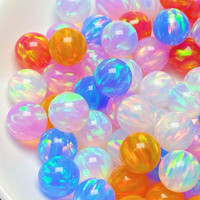 1pcs 6mm 8mm 10mm 12mm Lab Created Transparent Rainbow Loose Jelly Opal Beads For DIY Jewelry Making Decoration