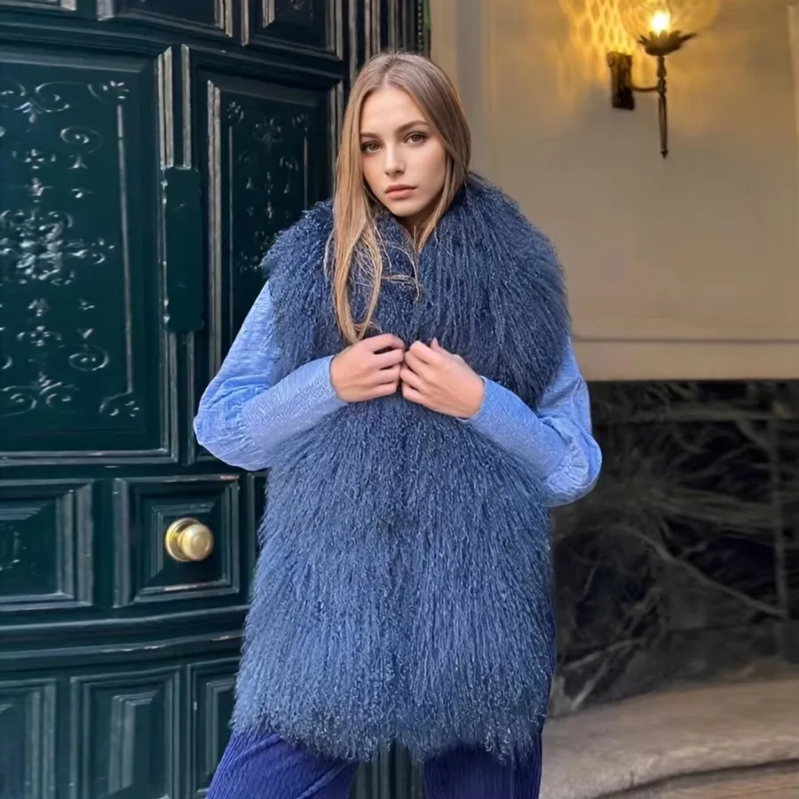 여성 겨울 따뜻한 티베트 양털 스카프 롱 내추럴 퍼 액세서리 푹신하고 부드러운 숄 신상품 정품 퍼 스카프