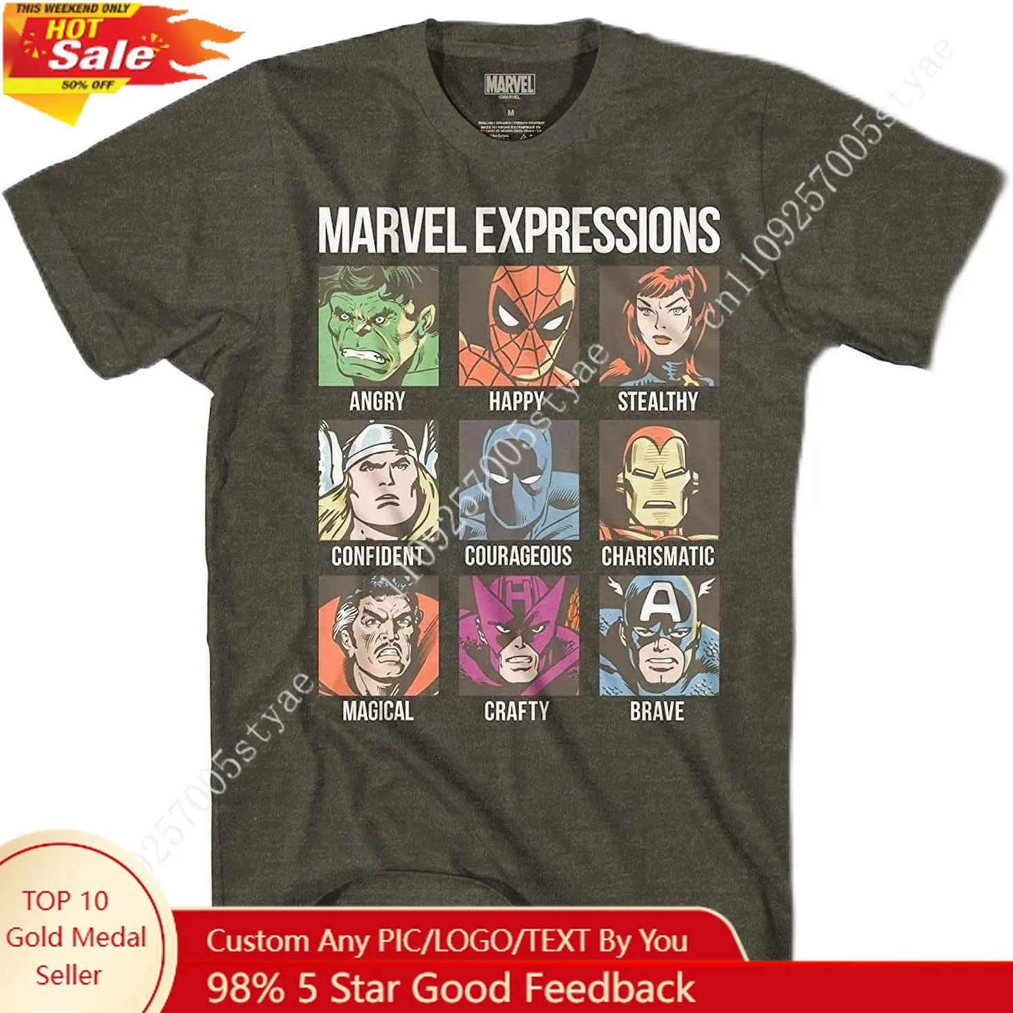 

Marvel Avengers Hulk Spider-Man Logo Fill Avengers T-Shirt Man Tee Sport Clothes Shorts Sleeve Tshirts Casual Shirt Soft Top