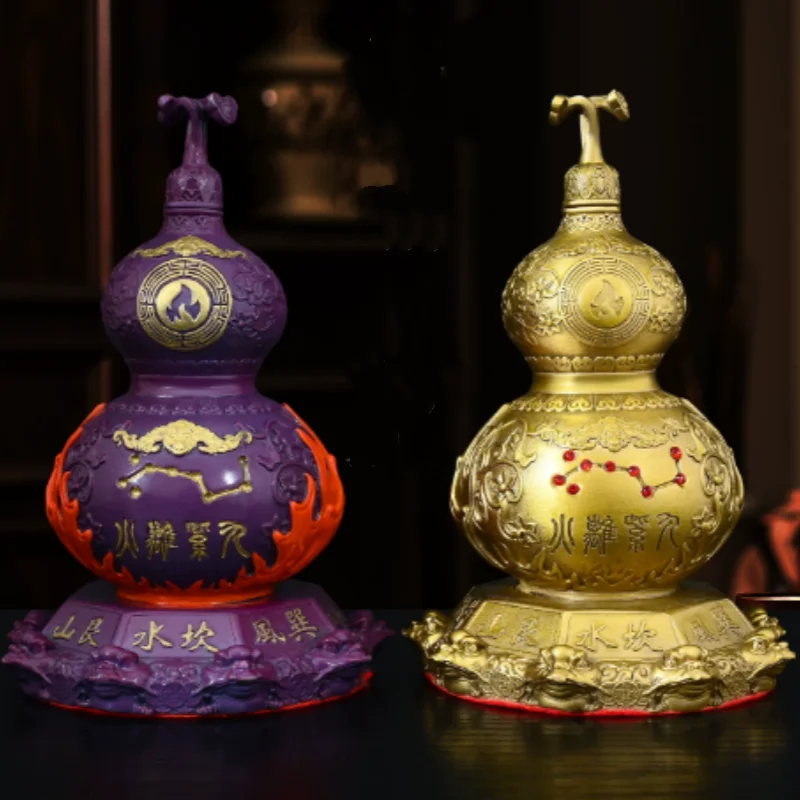 Exquisite Brass Gourd Feng Shui Ornament - Traditional Fu Lu Lucky Home Decor, Creative Unique Housewarming Present