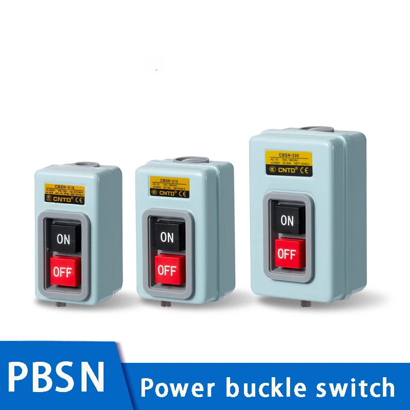 Push Button Power Switch Three Phases Power Control Start Switch AC 380V 15A 3P 2.2KW TBSN-315