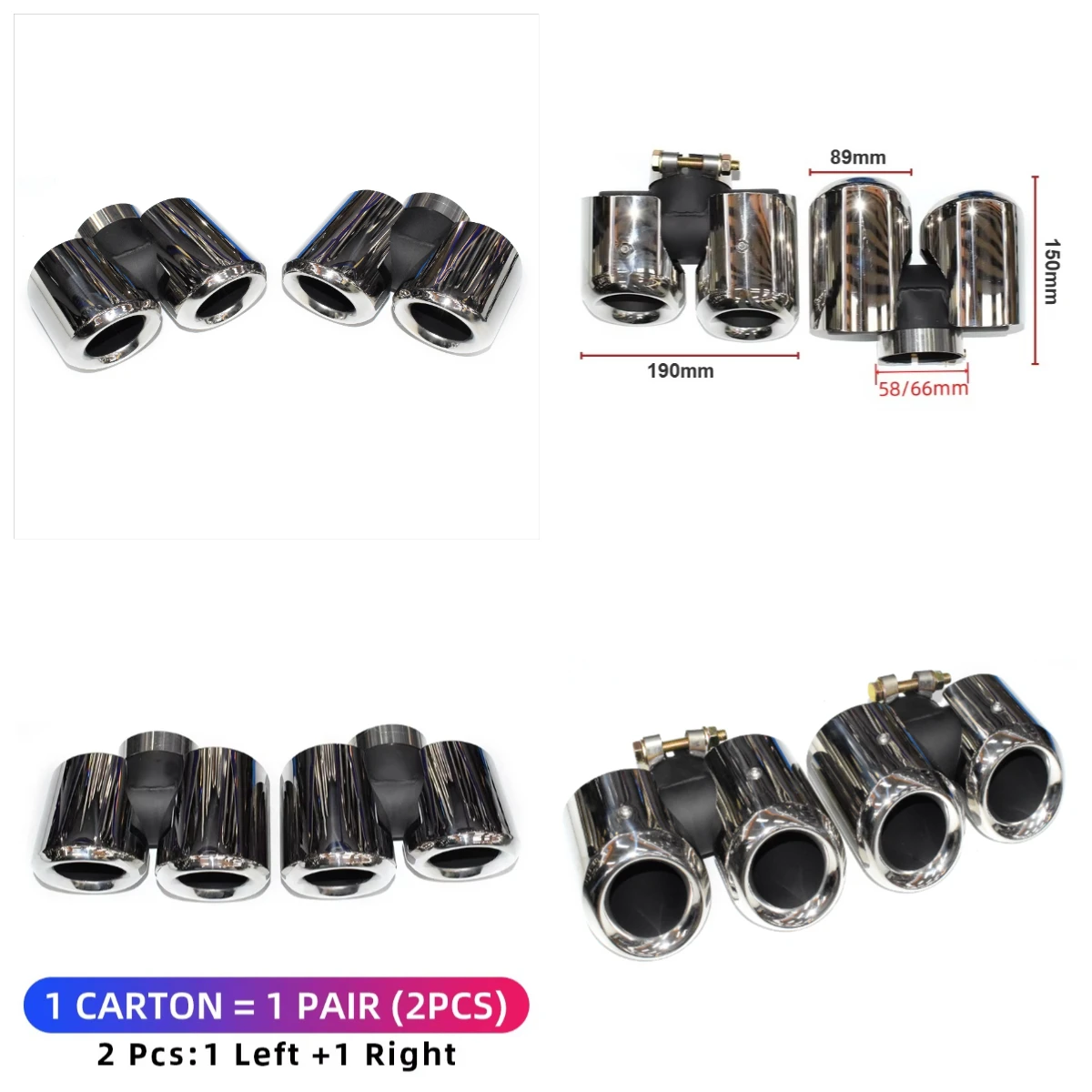 For 2020-2024 Land Rover Defender L663 P400 90 2.0T 110 3.0T Bright Silver Four-Outlet Exhaust Pipes with Muffler