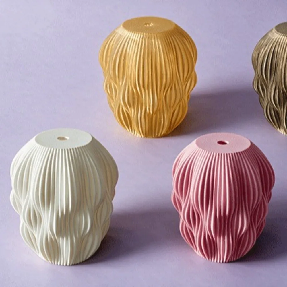 Exquisite 3D Printed Lampshade Decorative Layered Wave Texture Design Desk Lamp Lampshade Shock-resistant Semi-transparent