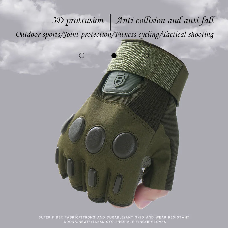 Guantes tácticos medio dedo Paintball Airsoft tiro combate antideslizante hombres bicicleta medio dedo guantes equipo de protección