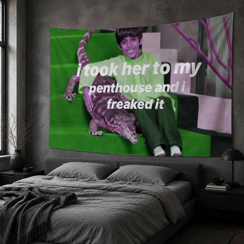 The Boy Holding A Crocodile Tapestry Bedroom Living Room Bar Party House Home Dorm Interior Wall Decor Background Banner