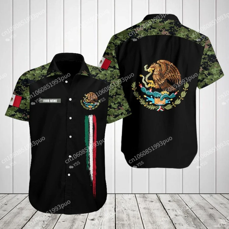 Orgulho mexicano personalizado para homens e mulheres camisa havaiana, camisa de rua casual 3D, manga curta, roupa nova, 2024