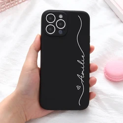 Personalized Simple Line Heart Phone Cover for iPhone 15 Pro Max Case XR 7 8 12 13 14 15 Plus Silicone Funda for iPhone 11 Case